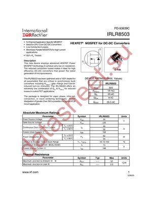 IRLR8503 datasheet  